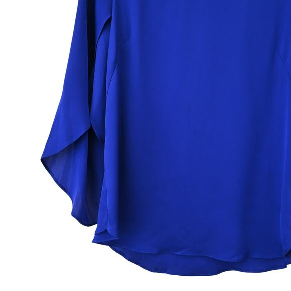 Milly Blouse Size 4 Blue Silk 3/4 Tulip Sleeve Scoop Neck Top - Picture 2 of 5